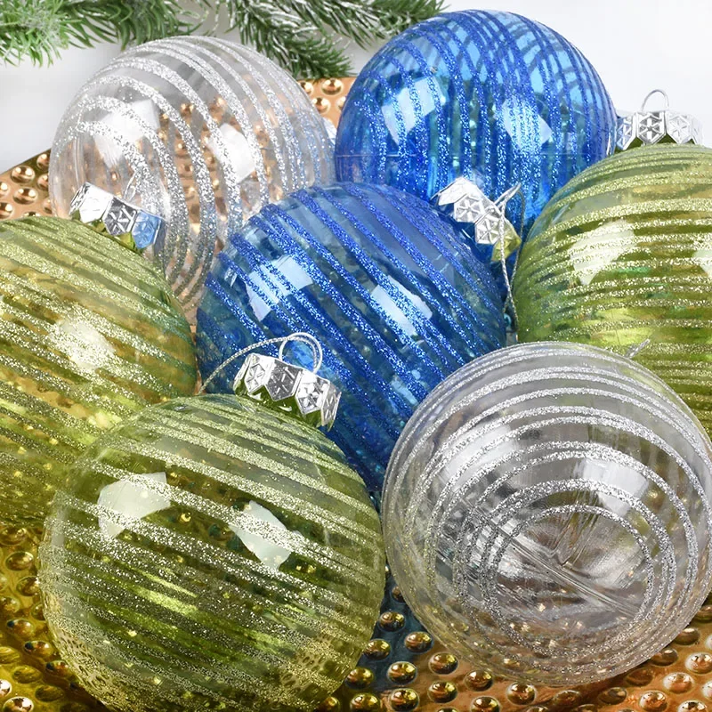 Christmas tree decoration supplies 8CM Christmas transparent ball painted line shape decoration pendant Christmas