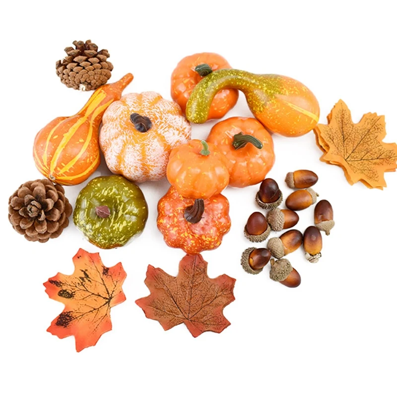 

Artificial Pumpkin Set for Fall Decor | Mini Fake Pumpkins for Wedding Table Centerpieces, Tiered Tray, and Harvest Home Decor