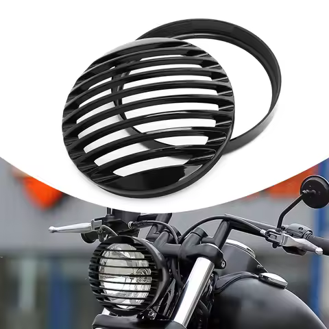 Motorcycle 5 3/4" 5.75" LED Headlight Grill Cover Black ABS Accessories For Harley Sportster XL883 XL1200 XL1200X X48 2004-Up
