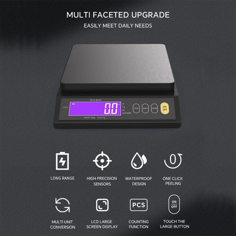 AC88-Digital Scale Rechargeable Electric Scale 0.1G 1G Kitchen Scale Counting Tare Auto Power Off Unit Conversion