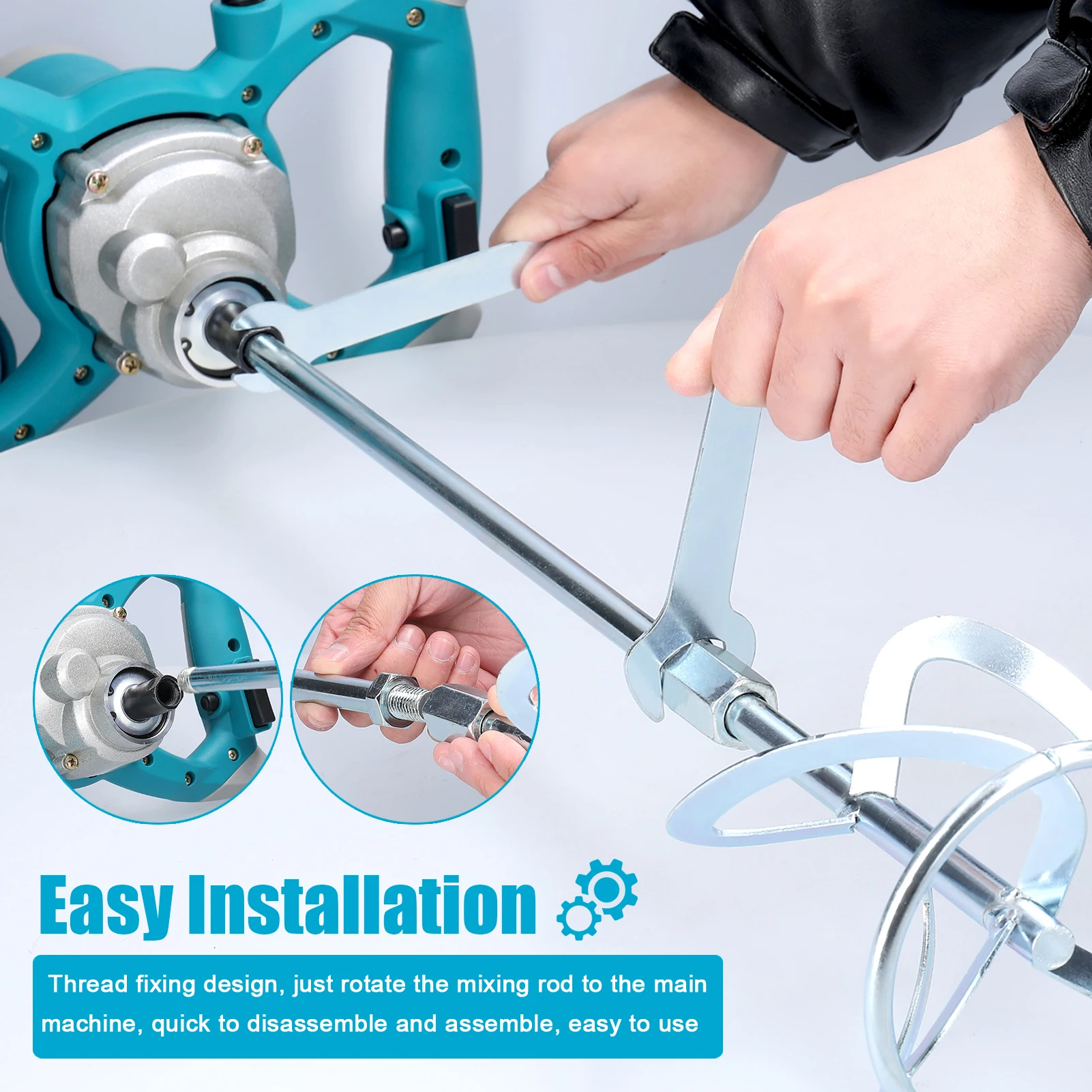 2600 واط خلاط الخرسانة الكهربائية المحمولة يده خلاط الاسمنت الخرساني 6 سرعات قابل للتعديل آلة خلط Thinset هاون الجص #3