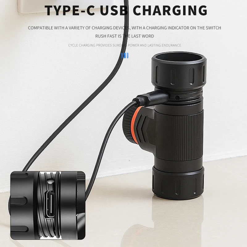 كشافات LED مقاومة للماء SY-5846 850LM مصباح أمامي قوي مع دوران تكبير من النوع C قابل لإعادة الشحن لأعمال الصيد والتخييم