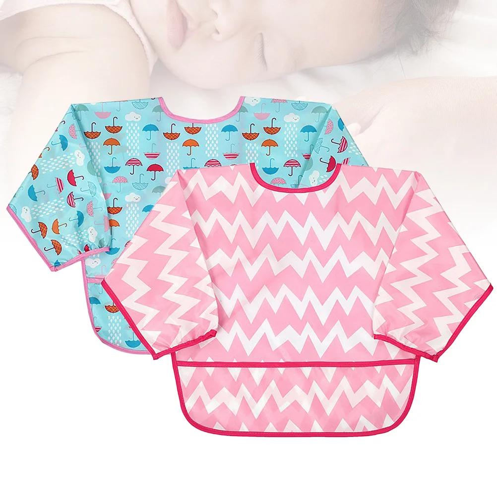 

2 шт. детские водонепроницаемые фартуки с длинными рукавами, детские фартуки для еды, живопись, защита от пятен, мультяшный дизайн, одежда, размер L