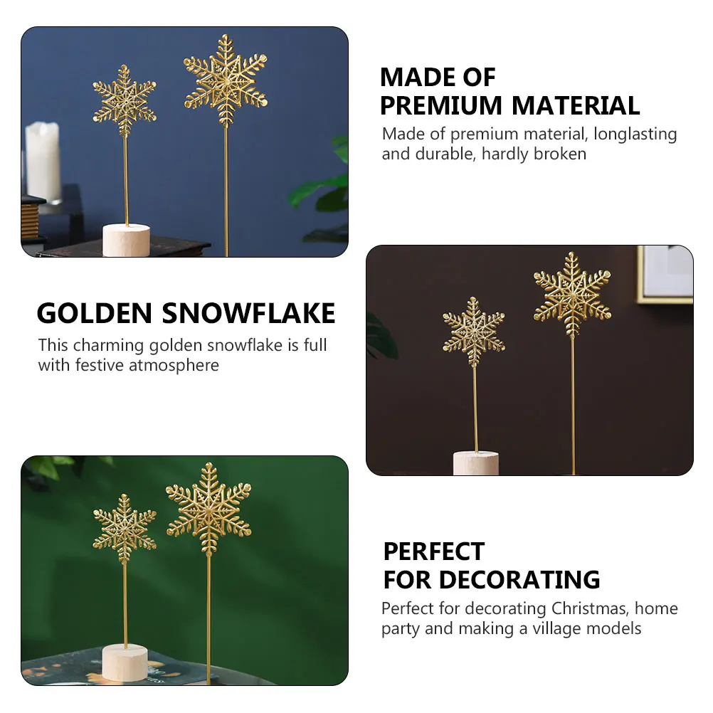 

2pcs Golden Ornament Christmas Desktop Decor Iron Craft Xmas Home Decor Artificial Xmas Home Party Mini Garden