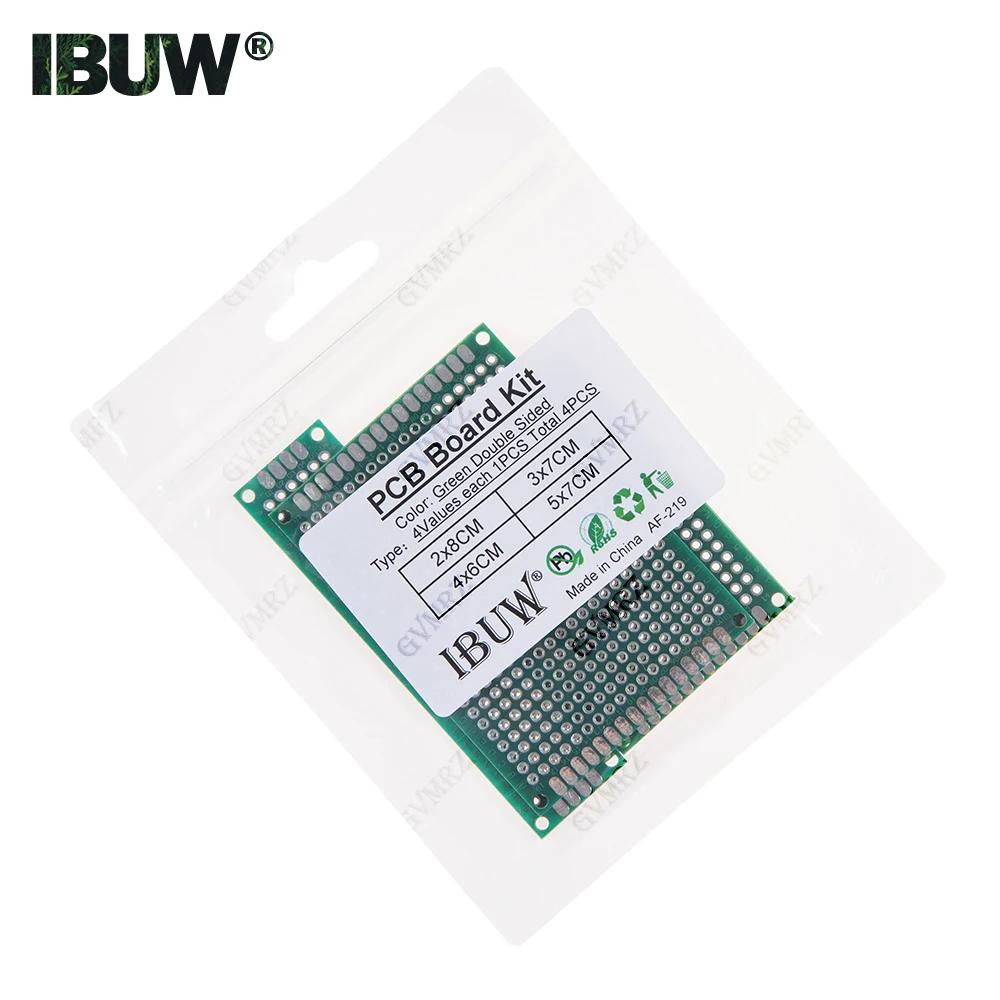 4pcs Green Assorted Size PCB Prototype Board 2x8/3x7/4x6/5x7CM Universal Breadboard for Arduino DIY Electronics Project