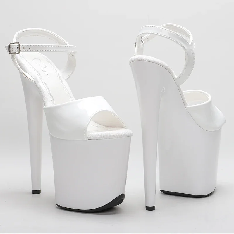 Leecabe 20cm/8inch Shinny White style high heel sandals  sexy model shoes pole dance shoes