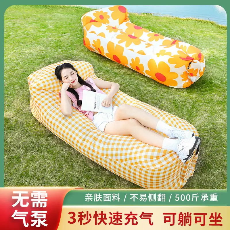 Outdoor Lazy Inflatable Sofa Internet Celebrity Inflatable Bed Park Air Cushion Bed Mattress Air Bed Lunch Break Single Person