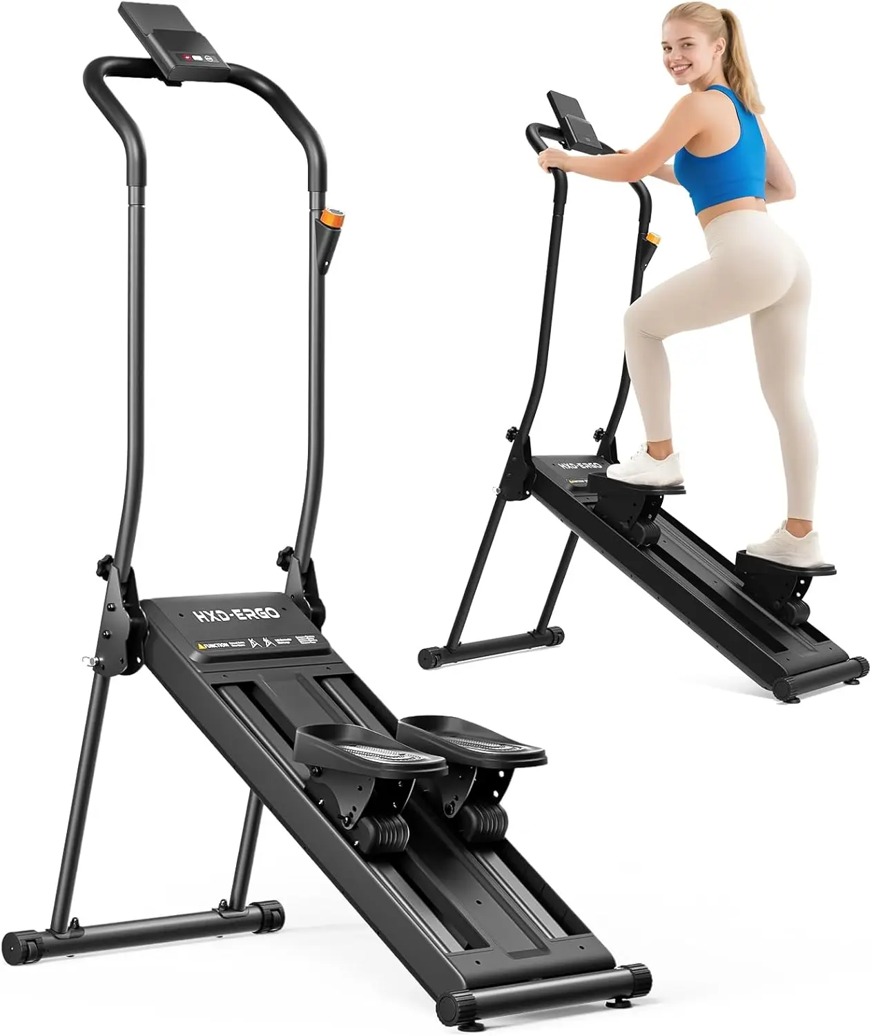 Home Workout - Metal Stair Stepper in Red - Upgrade 6 - Level Resistance, Adjustable Handlebar, Folding Design