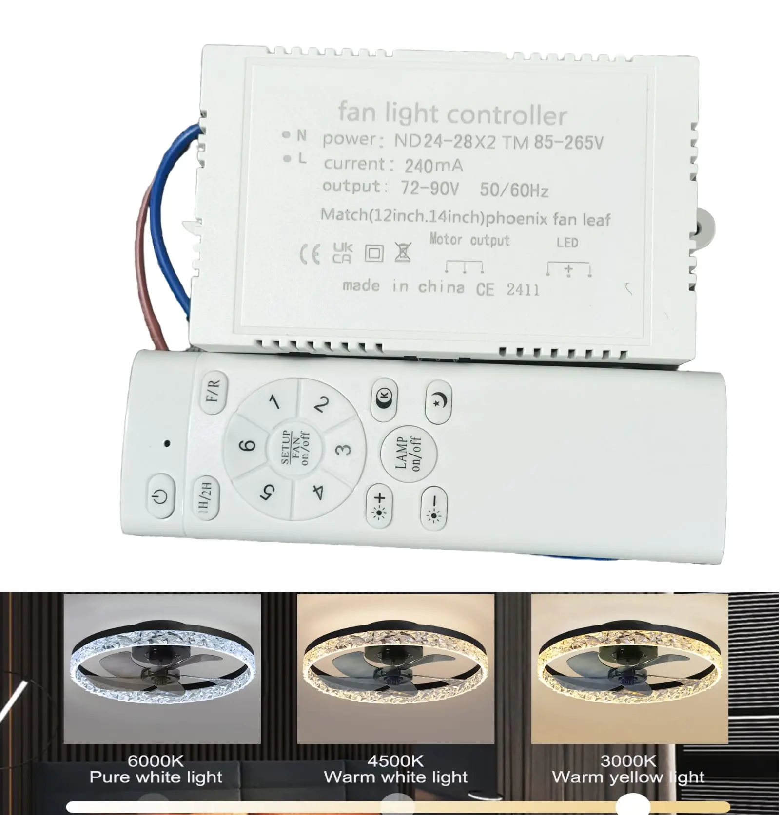 IRALAN Lighting Driver Intelligent Dimmable Transformer for Led Ceiling Fan Light AC85-265V Fan Light Appliance Accessories