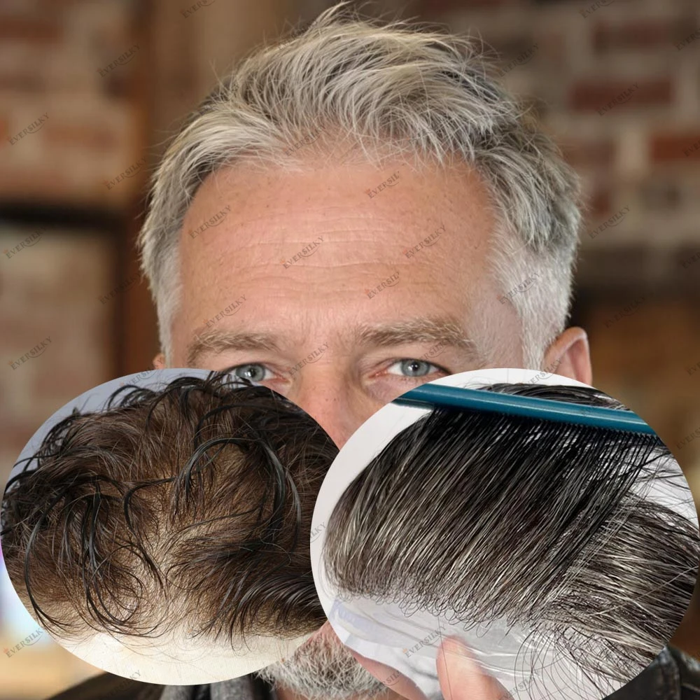 

Мужской парик-накладка V-образной формы из натуральных человеческих волос, 80% плотность, сверхлегкий, с основой из кожи 0,02 мм, незаметный, с естественной линией роста волос, протез для замещения волос