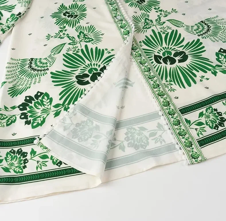 Robe Maxi imprimée Vintage, mode élégante, grand ourlet, Design ample, col en v, manches longues, chemise, Robes de rue pour femmes