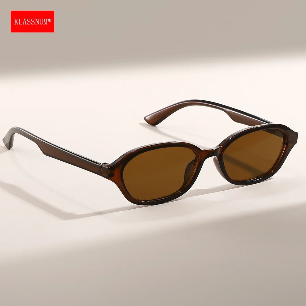 KLASSNUM Women Trendy Rectangle Oval Frame Sunglasses Brand Designer UV400 Colorful Lens Y2K Fashion Decorative Eyewear 2027
