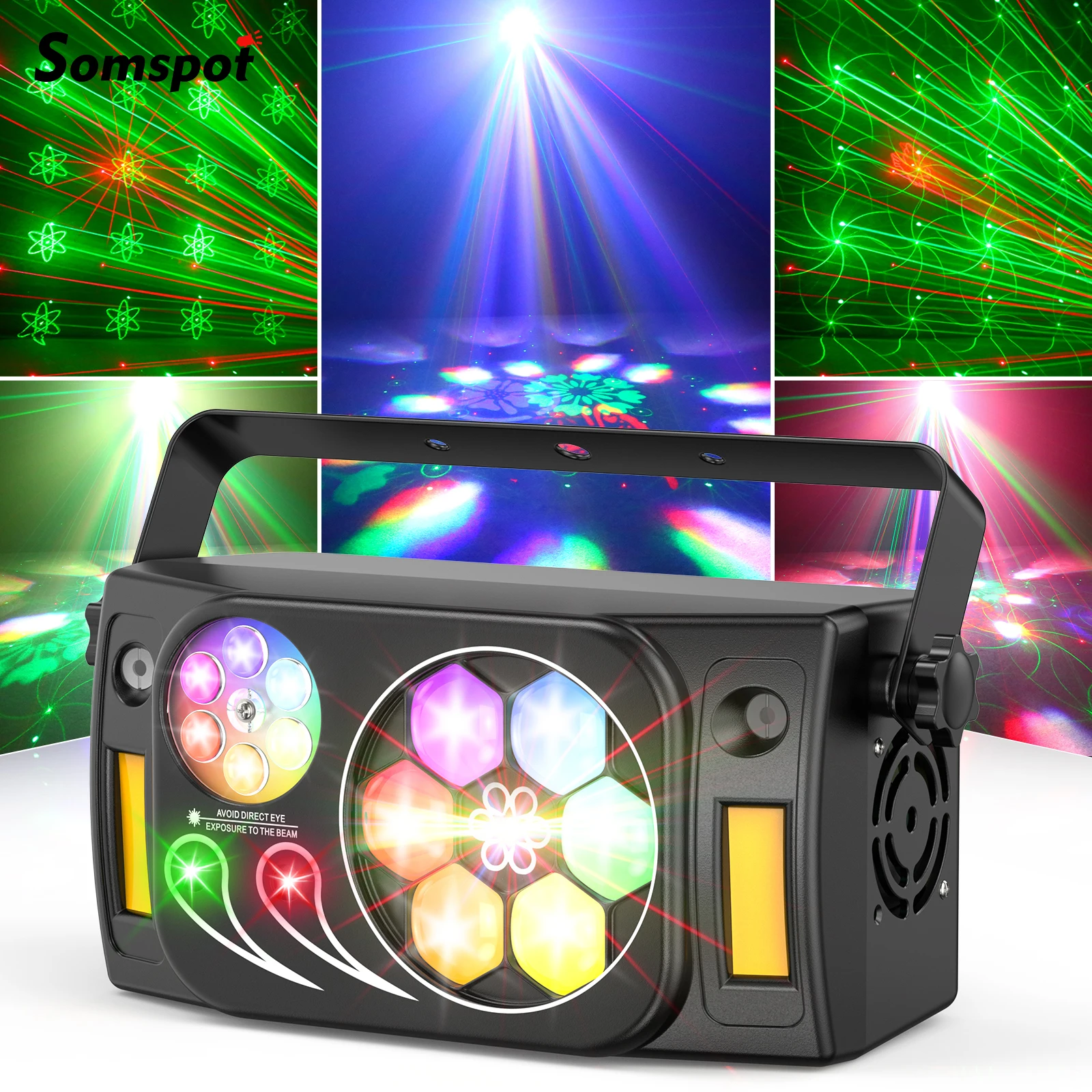 

Somspot 6-in-1 LED Disco Party Lights Bee's Eye Stage Effect Lighting Projector Pattern Light for DJ Wedding Holiday Bar Club