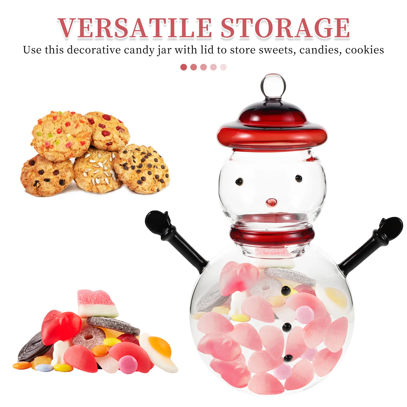 رجل الثلج غطاء جرة الحلوى حاوية زجاجية تخزين الحلويات الزخرفية لطيف ثلج المنزل المطبخ عطلة ديكور الحفلات ديكور الحفلات