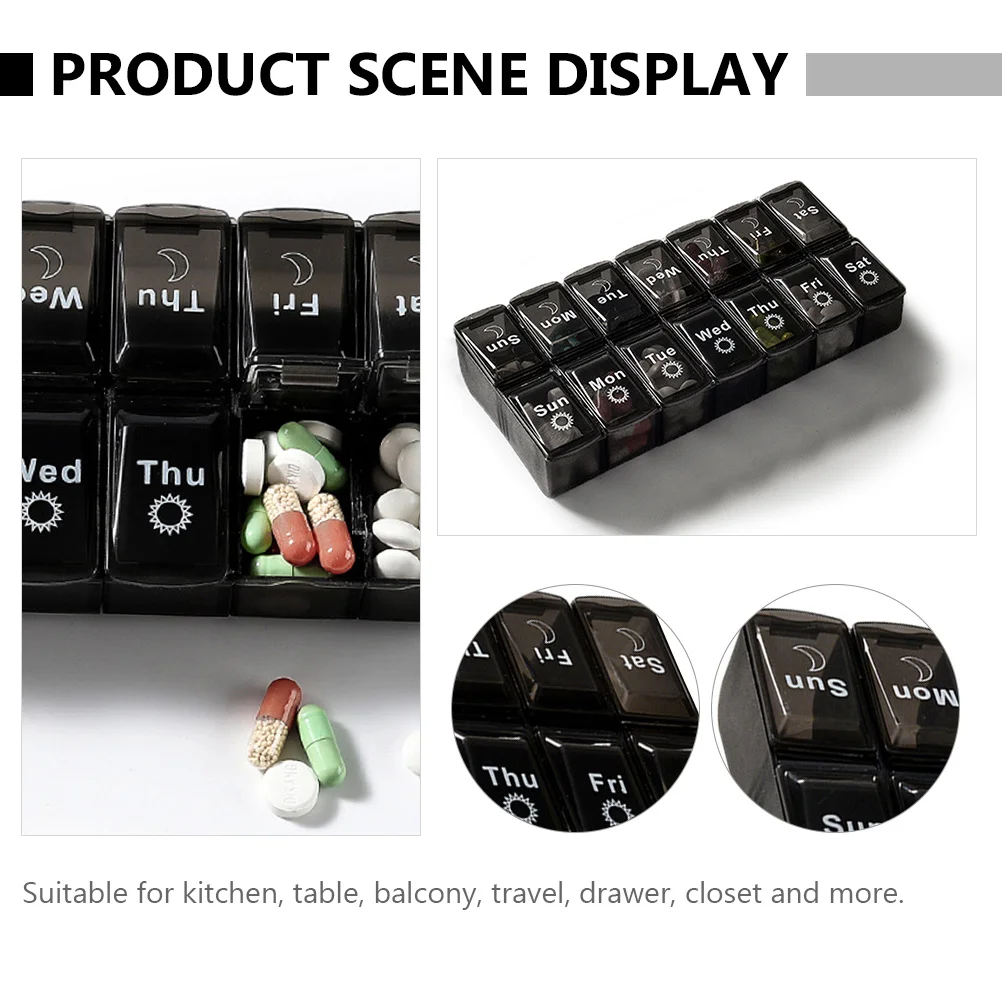 2 قطعة حافظات تخزين الأدوية ذات سعة كبيرة 7 أيام الأحد إلى الاثنين منظم سهل الفتح حامل متنوع لشرفة غرفة نوم المطبخ