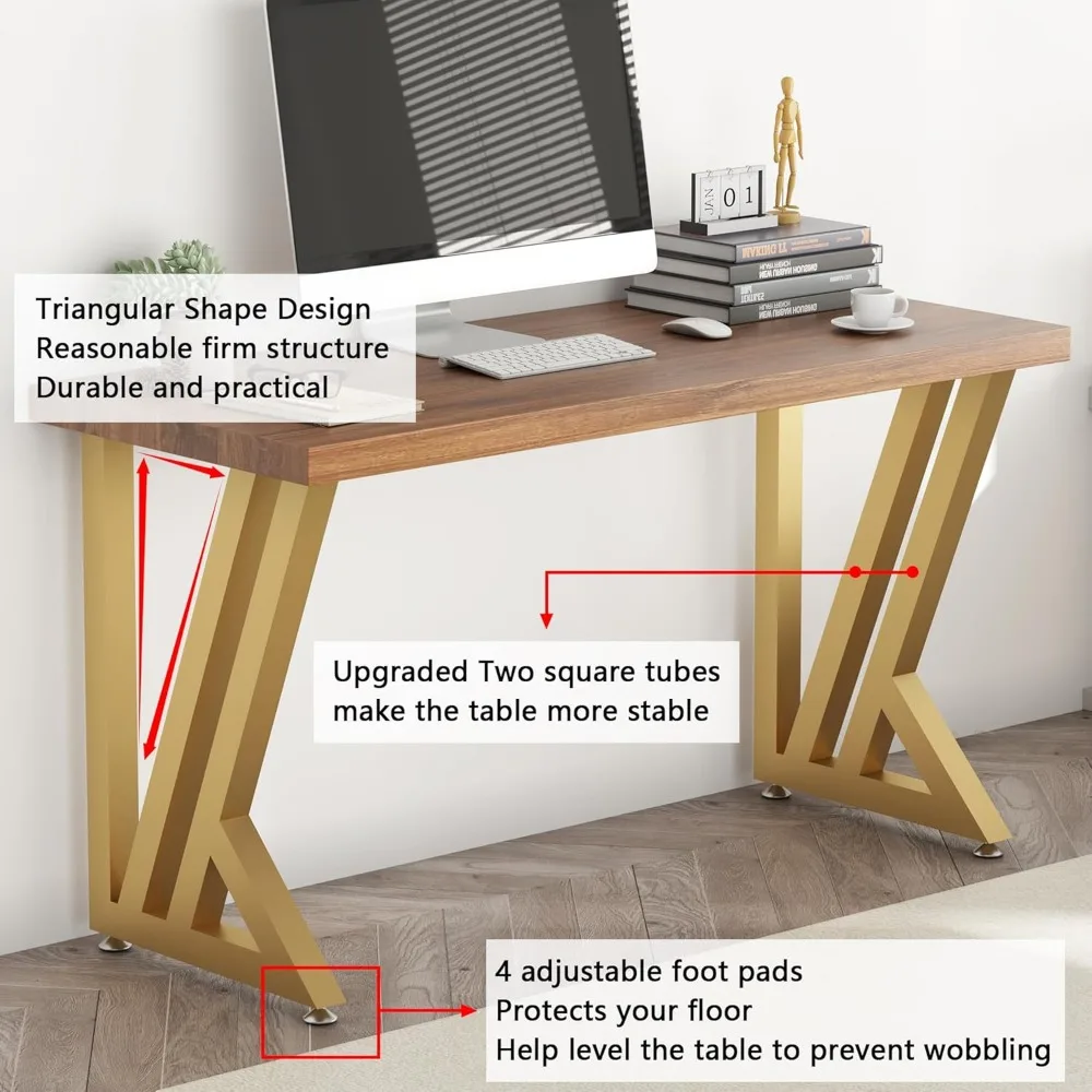 Pieds de table Pieds de bureau en métal Table basse moderne industrielle dorée Pieds de meubles de salle à manger modernes en fonte en forme de K H28''xW18'' (2 pièces