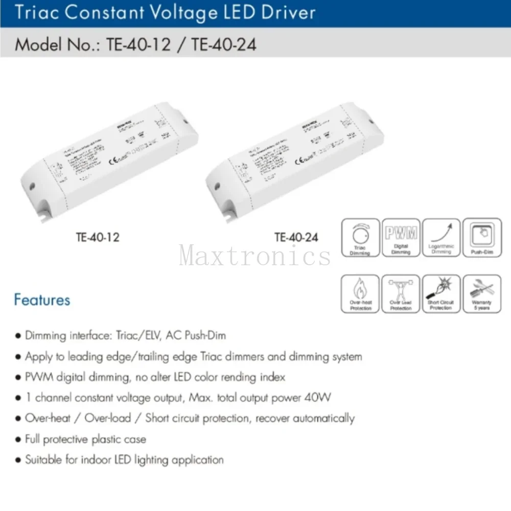 트라이액 정전압 LED 드라이버 조광기, PWM 디지털 조광 트라이액 드라이버, LED 조명 테이프용, 1CH, 40W, AC 220V-DC 12V, 24V