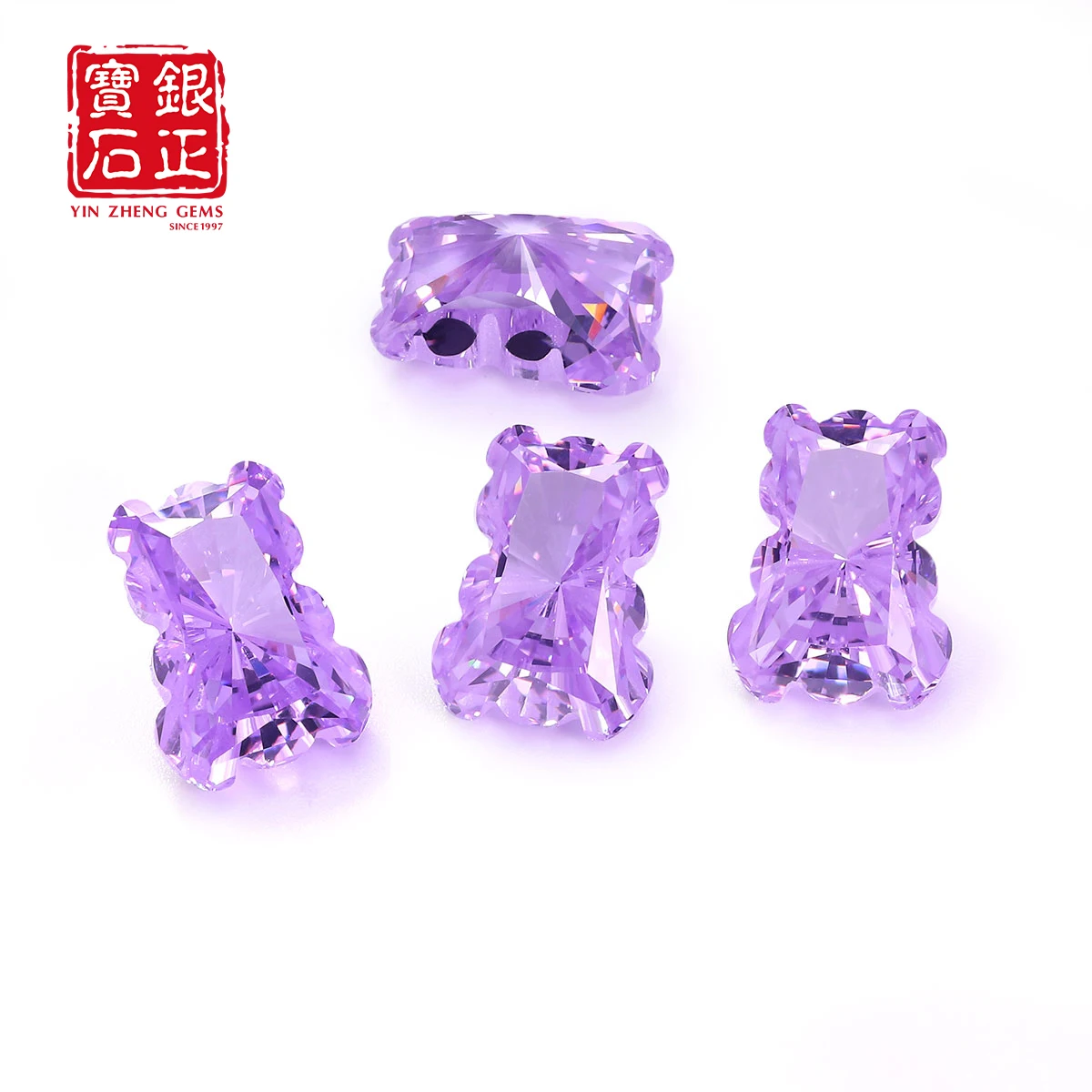Voilet Color Cubic Zirconia Stone Bear Shape AAAAA 7x10-7.5x10mm Loose Gemstore Various Colors Making Earring CZ Synthetic Gems