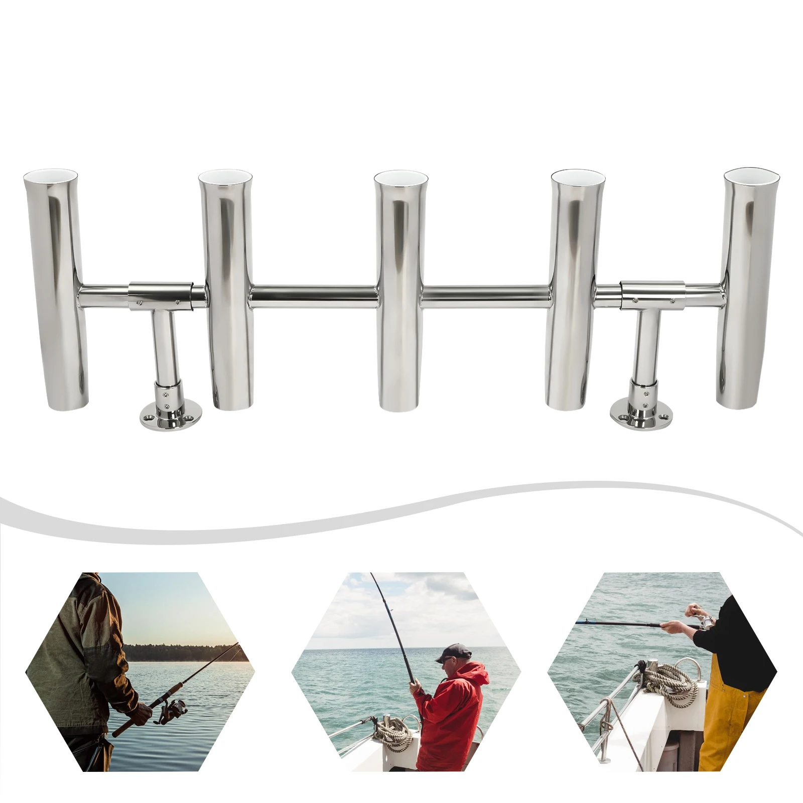 5-Tube Adjustable Fishing Rod Holder Stainless Steel