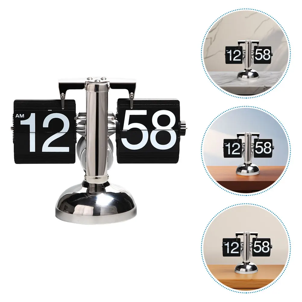 

Page Turn Clock Table Home Decor Powered Desk Decorate Plastic Auto Flip