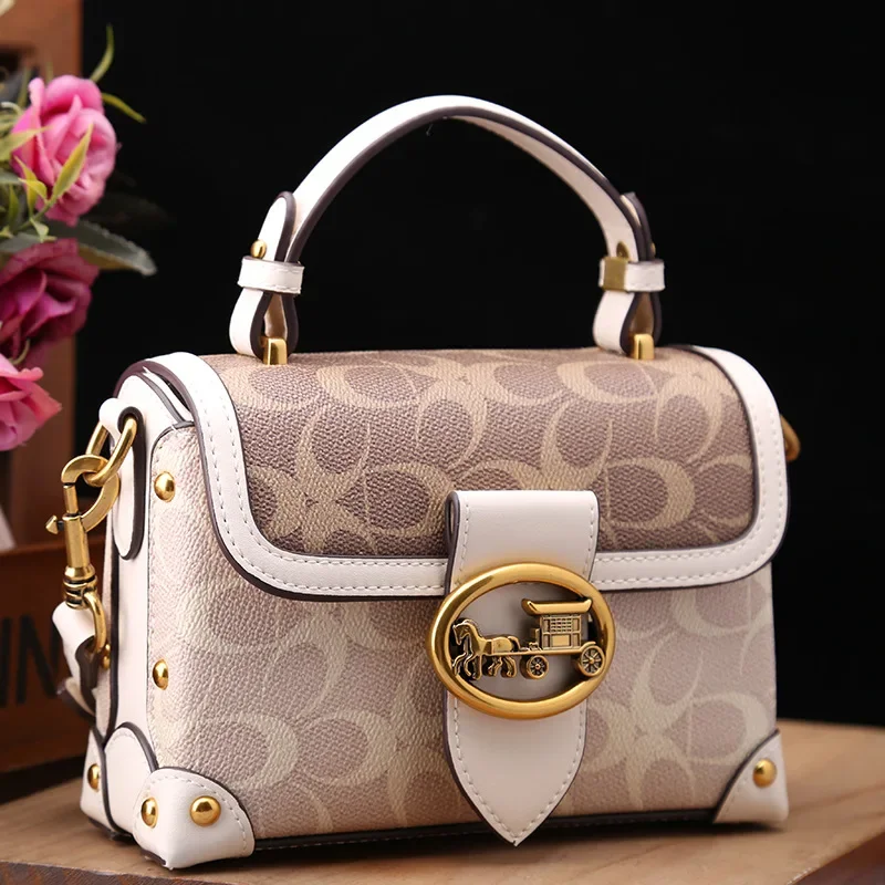 

New minimalist and fashionable small handbag, contrasting color women's bag, high-end carriage crossbody bag, portable box bag