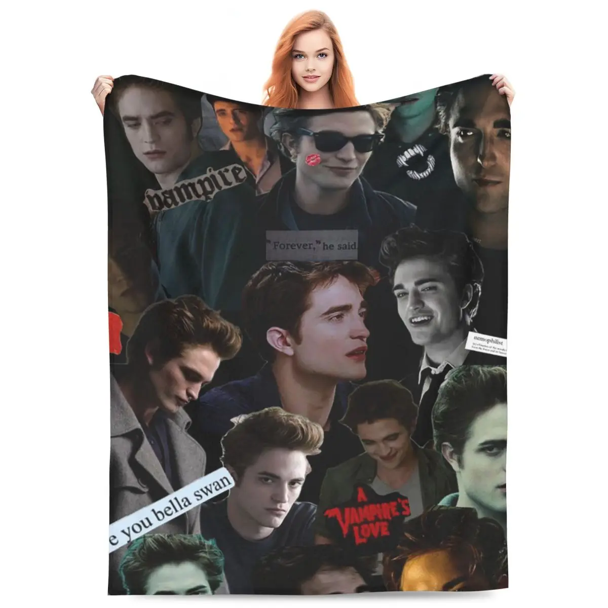 Edward Cullen Twilight Blankets Flannel Sofa Throw Blanket Warm for Home Bedroom Throws Bedspread Quilt