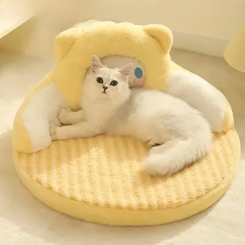 

Winter Cat Bed Deep Sleep Warm Pet Cushion for Small Cats Dogs With Pillow Cat Nest Kennel Mat Pet Beds Products