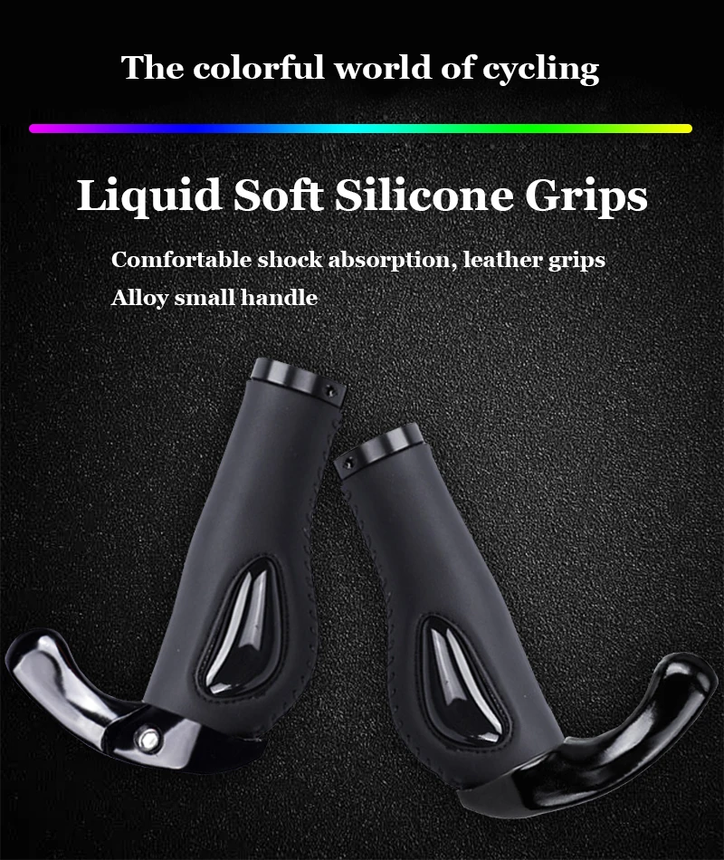 Radfahren Abschließbare Griff Bar Grip Anti Überspringen Rennrad Lenker Aluminium Legierung Leder Komfortable Mountainbike Zubehör – Detail 1