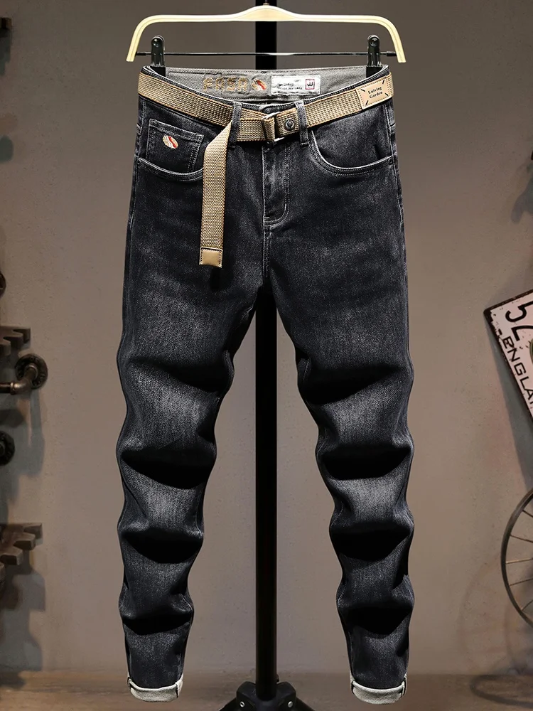 

Мужские джинсы Slim Fit: эластичные, прямые, модные, из высококачественного хлопкового стрейч-денима, со средней посадкой