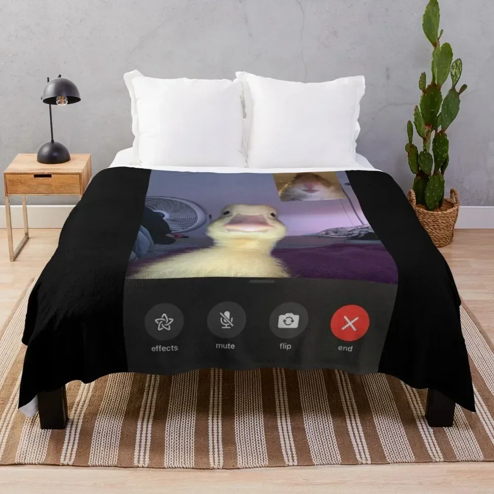 

Duck and Hamster Facetime meme Throw Blanket funny gift Plush Decorative Sofa for winter Blankets