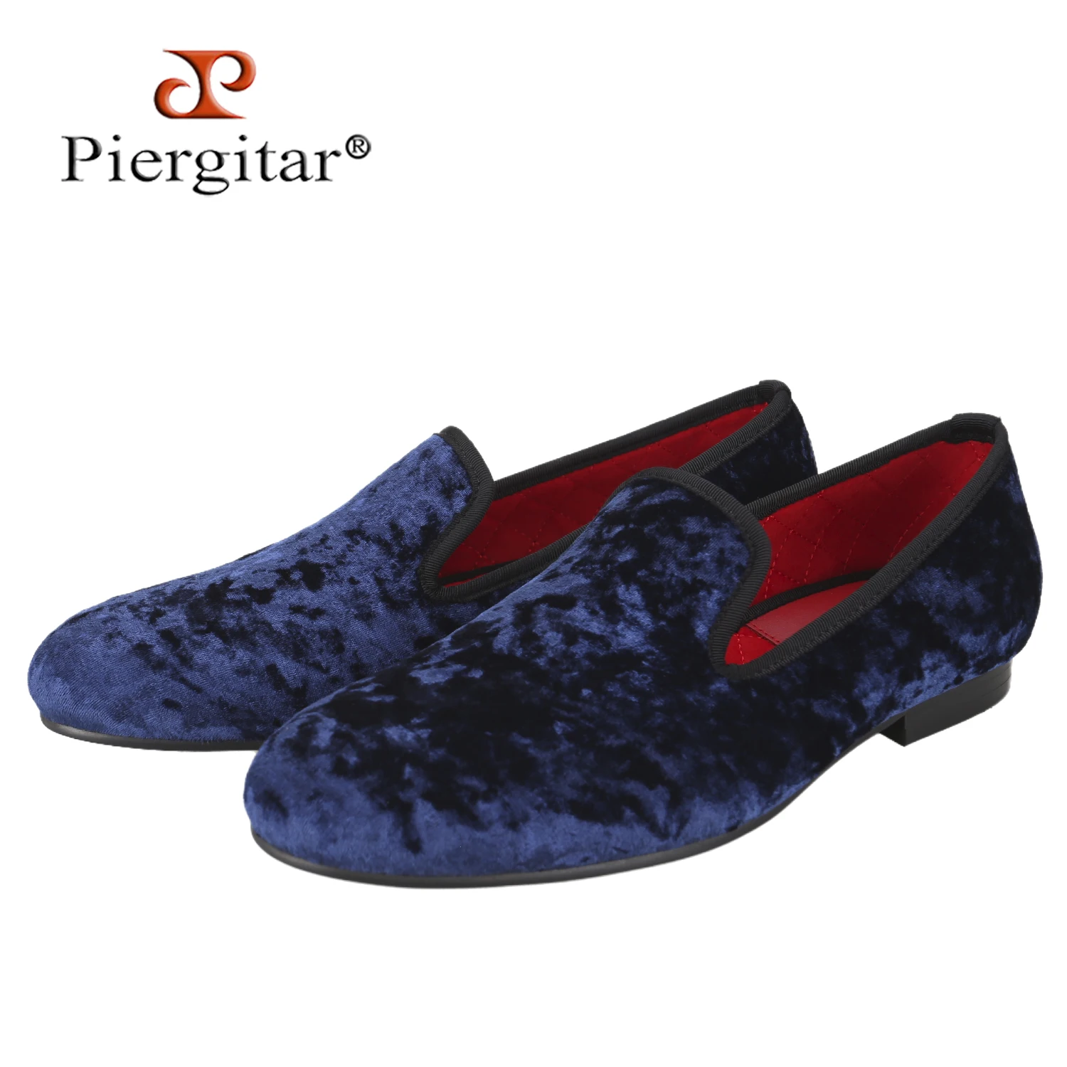 Pierigitar 2026 New Five Colors Velvet Slip-On Loafers For Banquet And Prom Wear Handmade Men's Smoking Slippers Plus Size