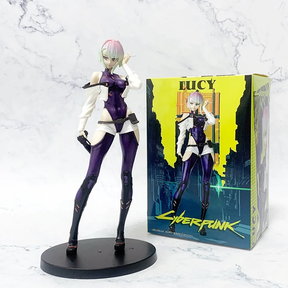 22cm Cyberpunk Edgerunners Anime Figure Super Hacker Lucy Action Figure Street Boy David Figurine PVC Collection Model Doll Toy