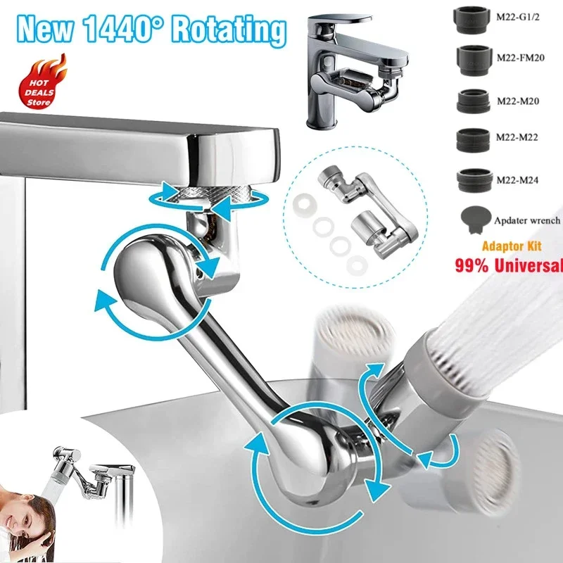 Faucet Extender Spatter Preventer Tool Extension Spout Swivel Multi-function Joint 1080° Universal Robotic Arm