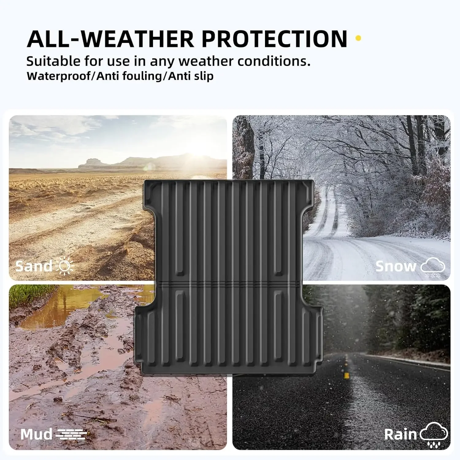 حصيرة سرير الشاحنة وحصيرة الباب الخلفي لسيارة Ford F-150 F150 2015-2023 Lightning Crew/SuperCrew (5.5FT، 67.1 بوصة سرير) جميع الأحوال الجوية TPE ثقيلة