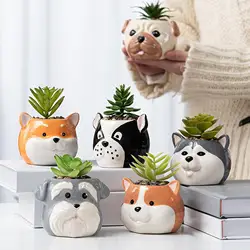 Pottery Plant Pot Animal Planter Table Centerpiece Ornament Plants Holder Flower Vase for Garden Shelf Farm Office Windowsill