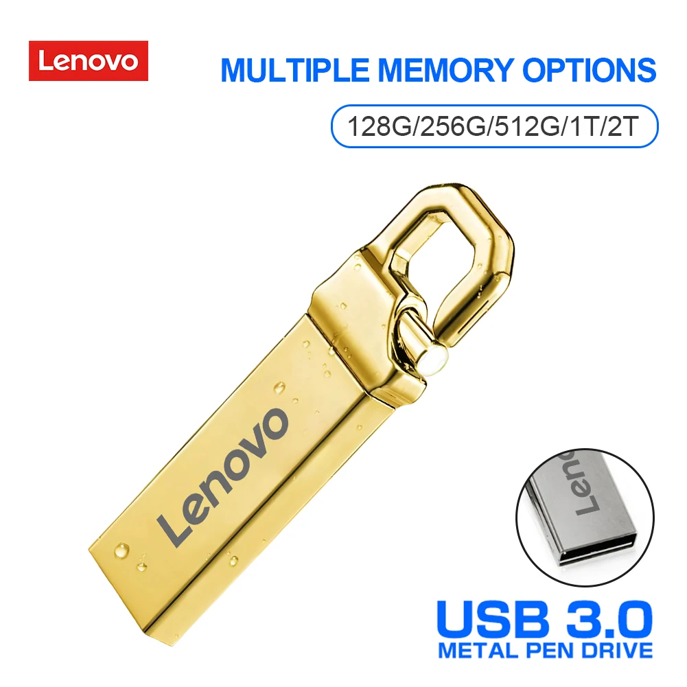 Lenovo Pen Drive 2TB High Speed Flash-geheugen Metalen Pendrive 1TB Flash Drive 512GB USB 3.0 Geheugen Opslagapparaat U Schijf voor PC