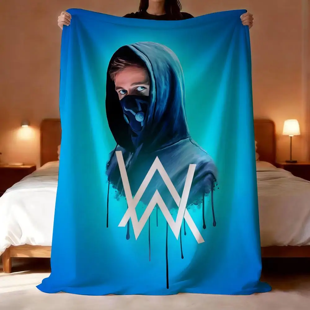 Popular Singer Edm Rave Dj Alan Walker Throw Lightweight 240g Flannel Blanket Soft Skin-friendly for Summer Cooling