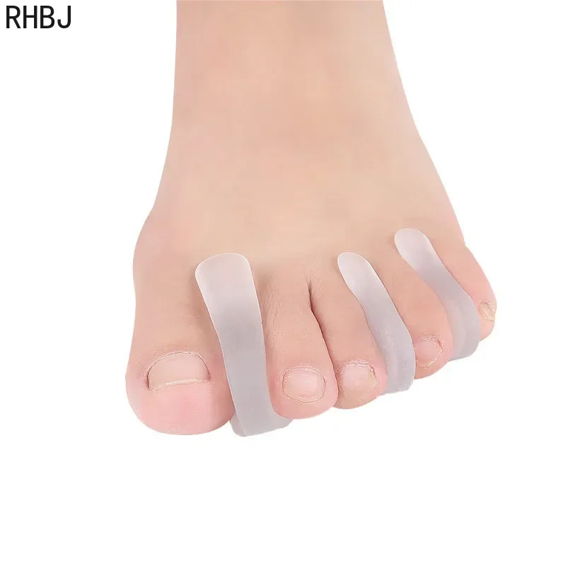 RHBJ 2/4Pcs A-shaped Silicone Toe Separator Thumb Valgus Big Foot Bone Overlapping Pedicure Corrector Orthosis Special FootCare