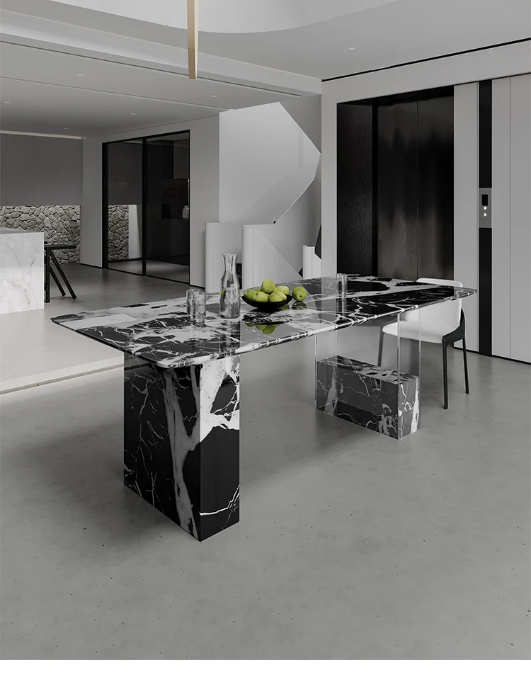 Nordic Minimalist Sintered Stone Dining Table, Anti-scratch Tabletop Home Dining Furniture for Apartment