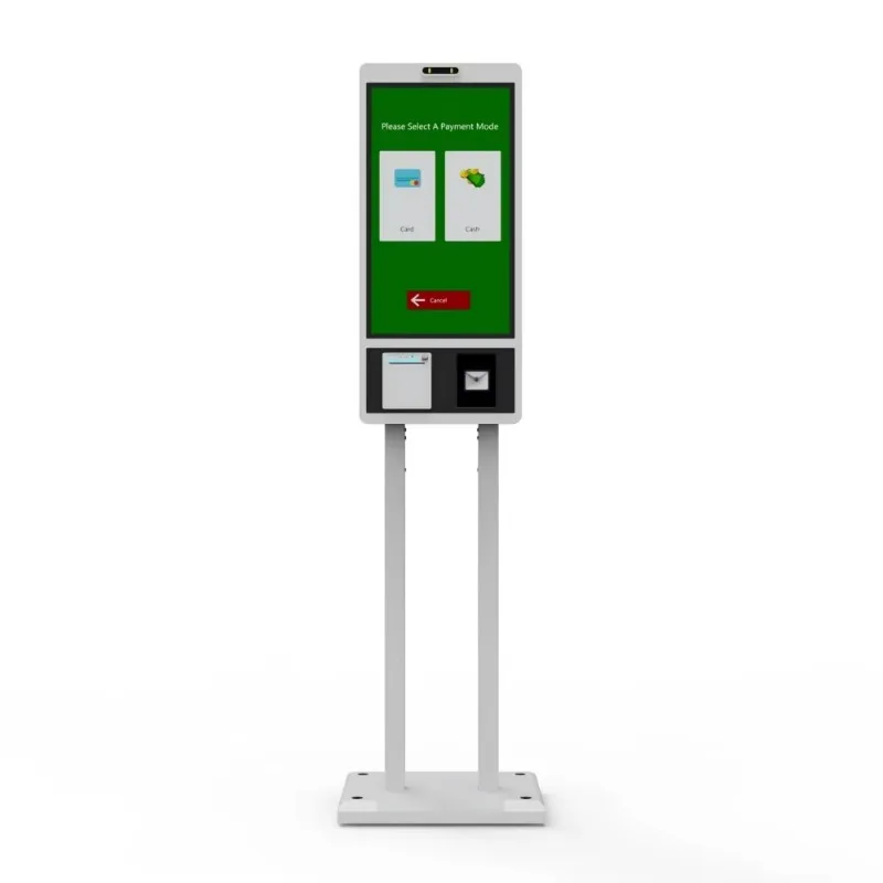 Zelfbedieningskaartjes- en wachtrijkiosk met 27-32 inch touchscreen en NFC-lezer