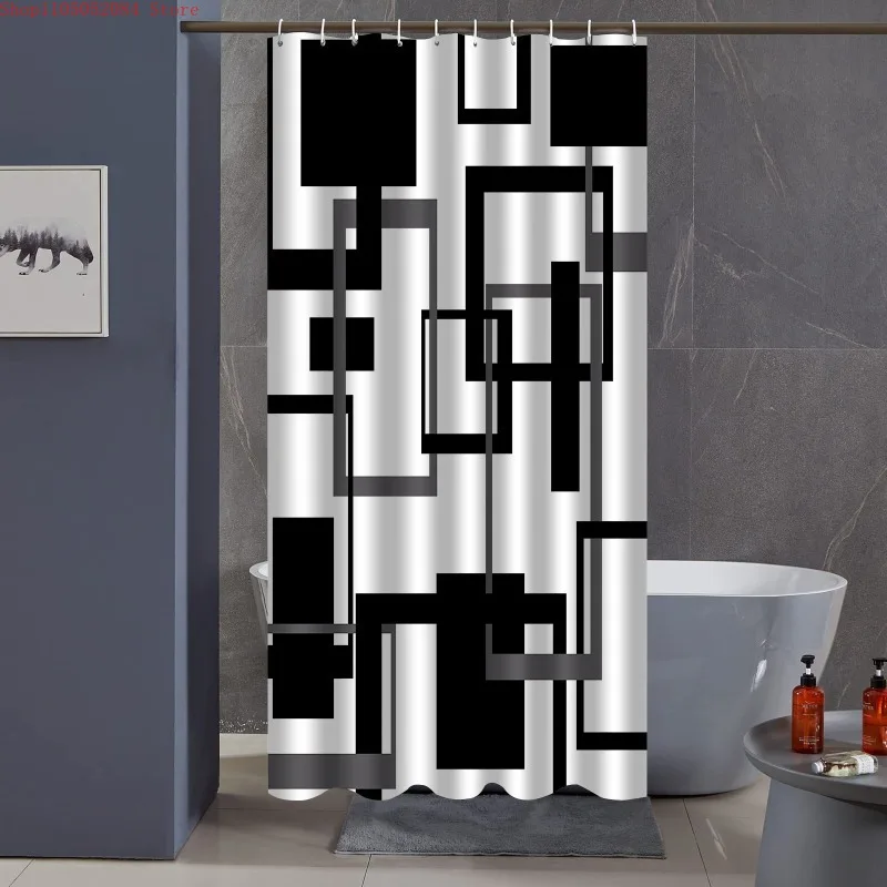 1pc geometric pattern printed shower curtain high end   -   With Hooks Waterproof Mildew Proof Easy Install Washable