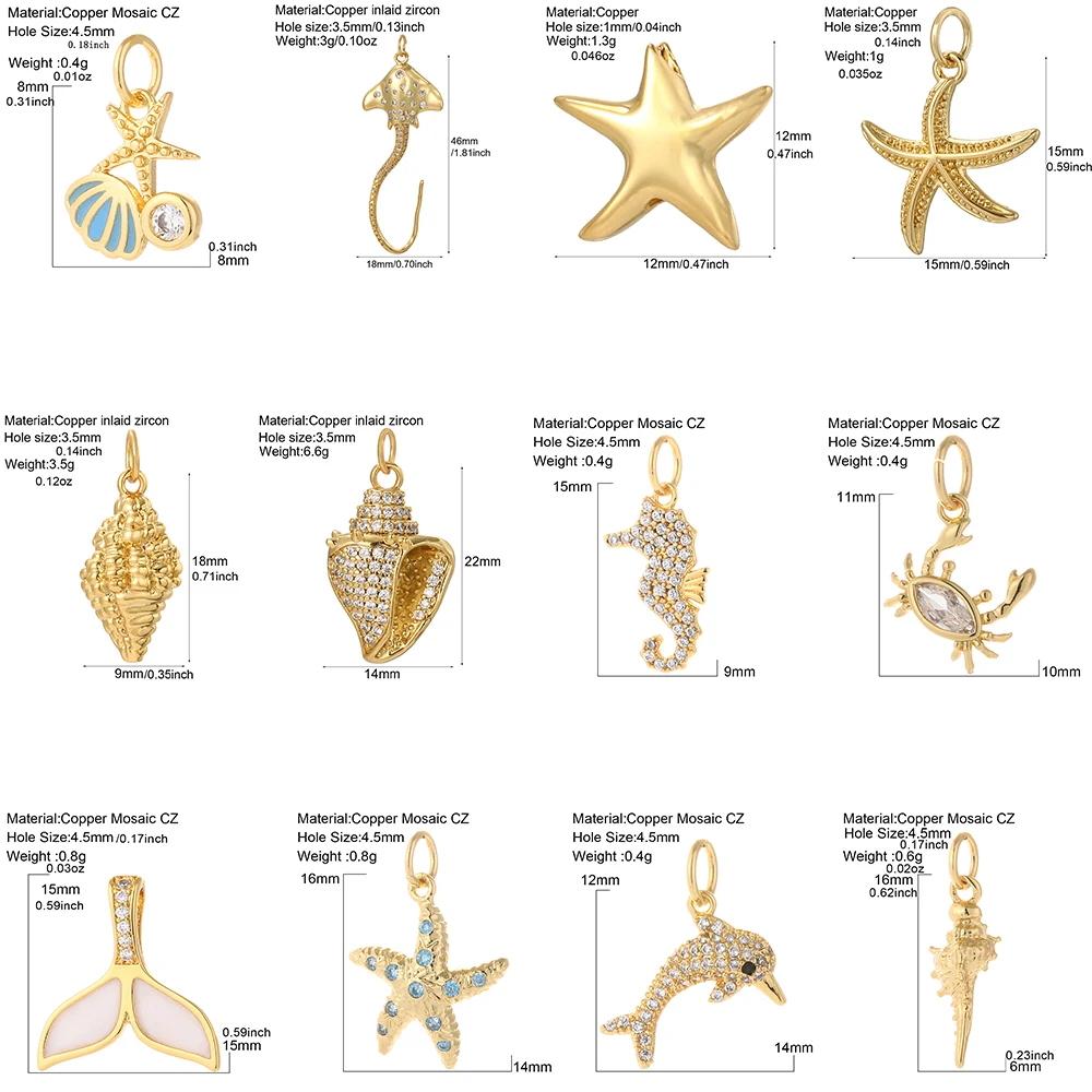 Starfish Shells Charm Jewelry DIY Accessories