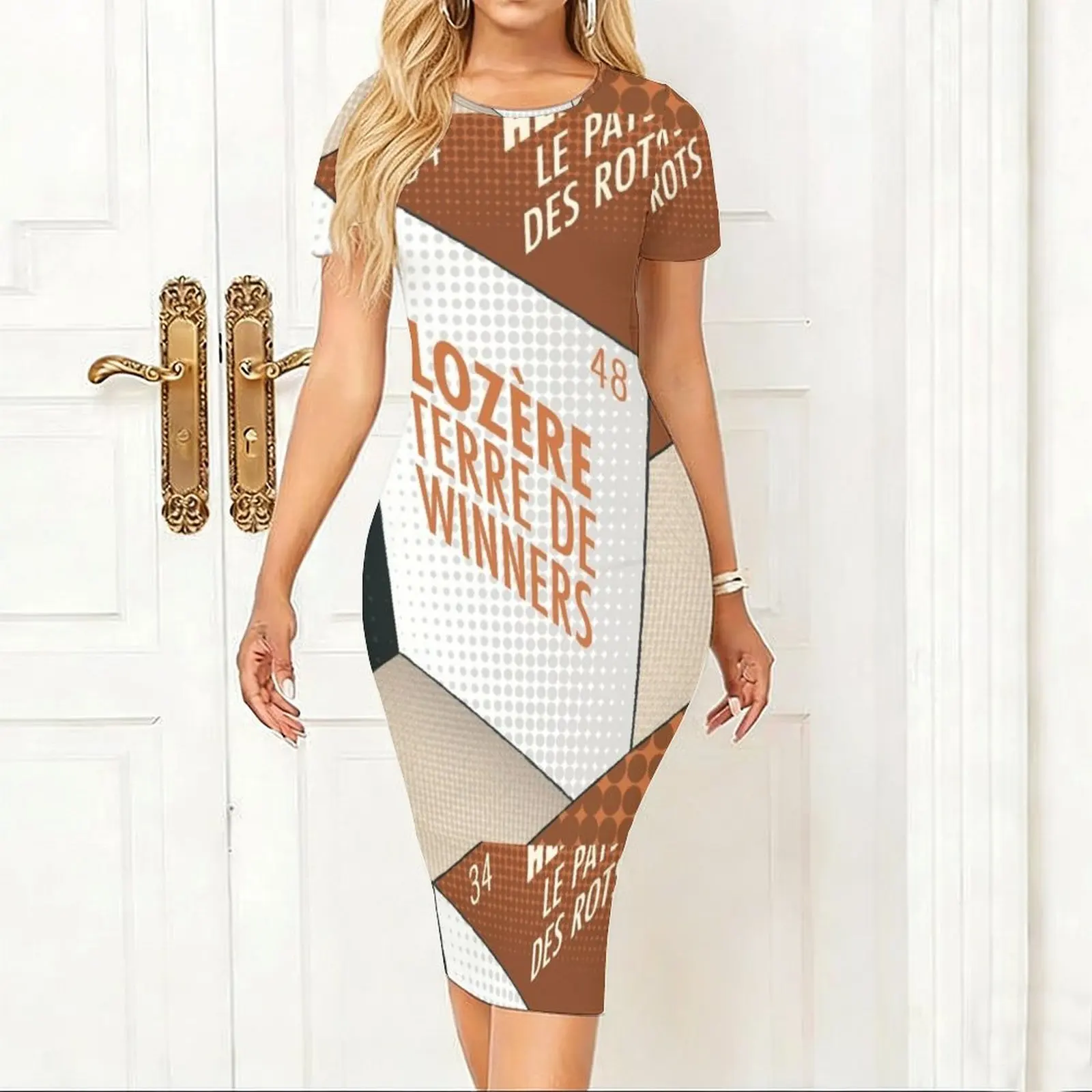 Lozère, land of winners, 48 Women's Short sleeved Tight Hip hugging Skirt