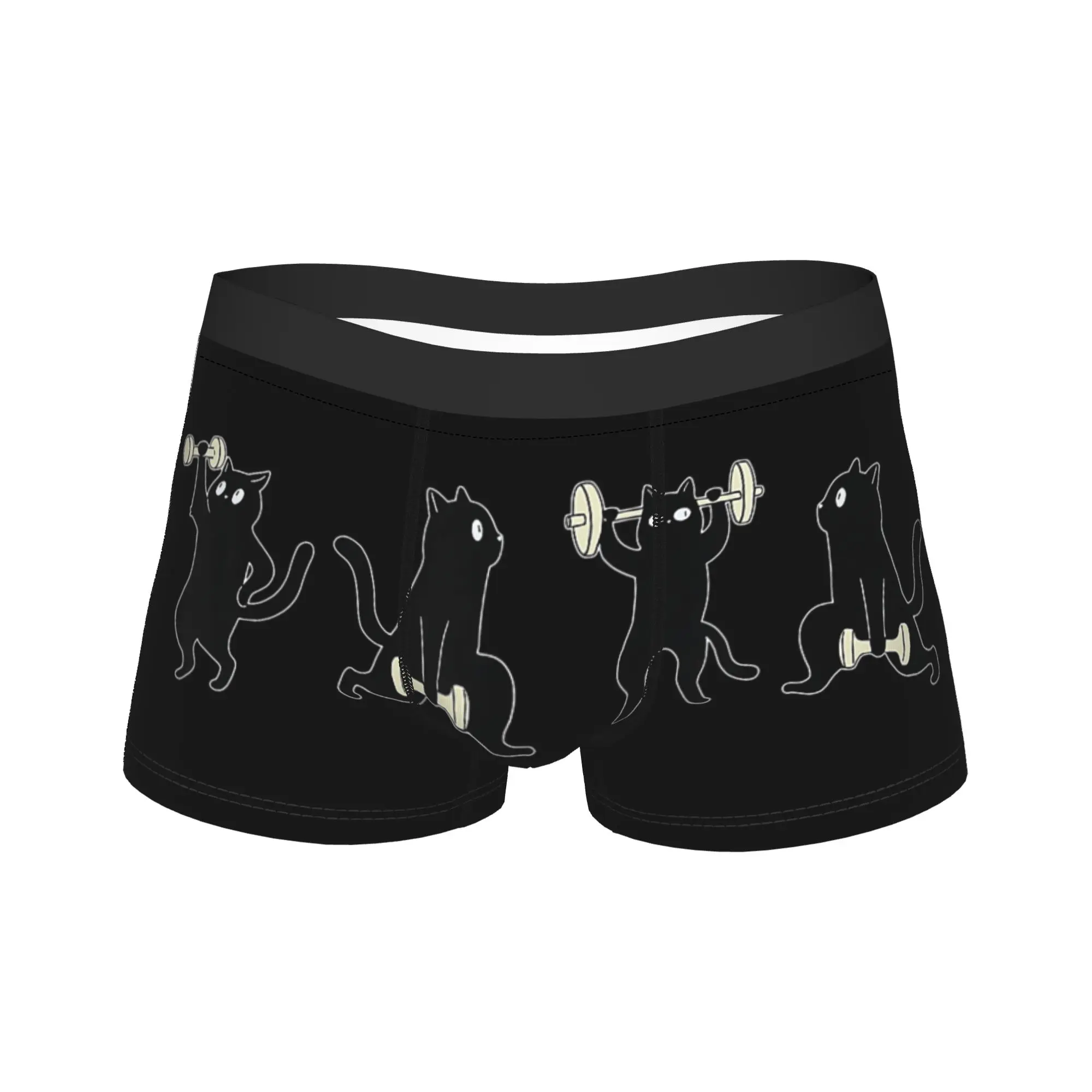 

Weightlifting Black Cat Gym Deadlift Fitness Animal Meme Boxer Brief Underwear Trenky Men Comfortable Boxershorts Large Size