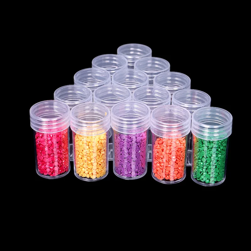 HOMFUN Plastic Clear Round Storage Bottles Mini Transparent Jars 5D Diamond Painting Accessories Container Beads Organizer Tools