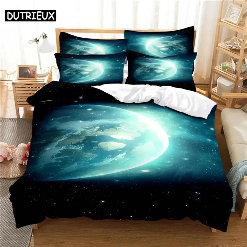 Earth Bed Linen Bedding Set with Duvet Cover Pillowcase Single Couple Bedsheet King Queen Double Twin Size