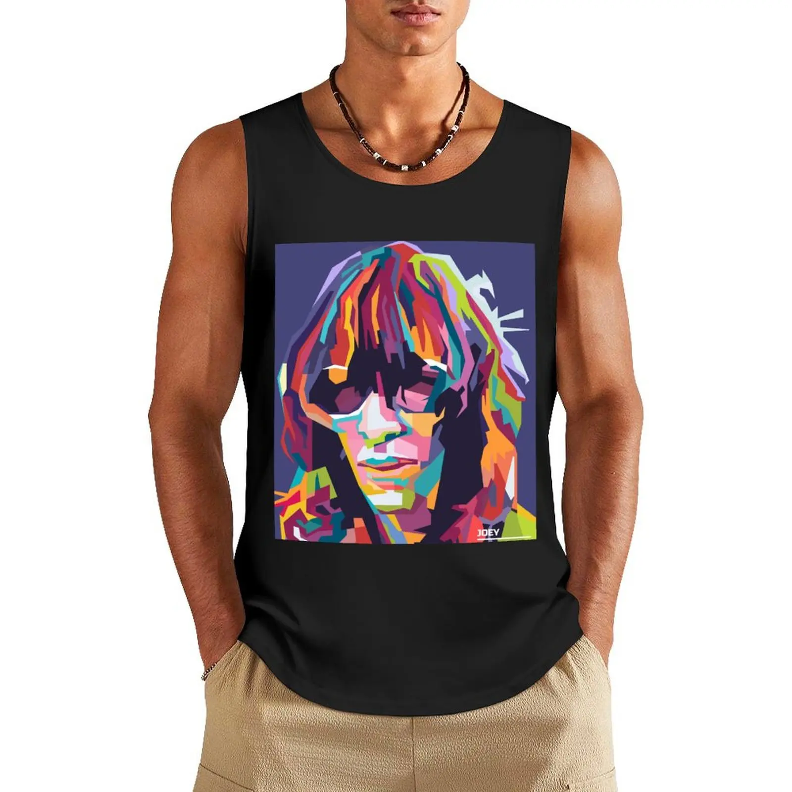 

Abstract Joey Ramone in WPAP popart Illustration. Tank Top sleeveless man shirts sleeveless shirt man gym