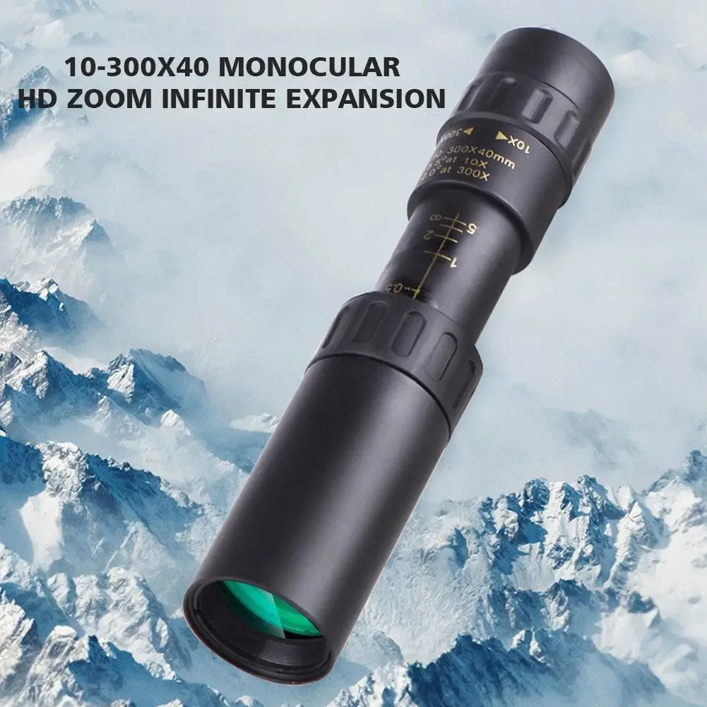 10-300X40 Metal Continuous Zoom Monocular Mobile Phone Adjustable Telescope Camera Tourism Scope Outdoor High-definition Hu W9H3