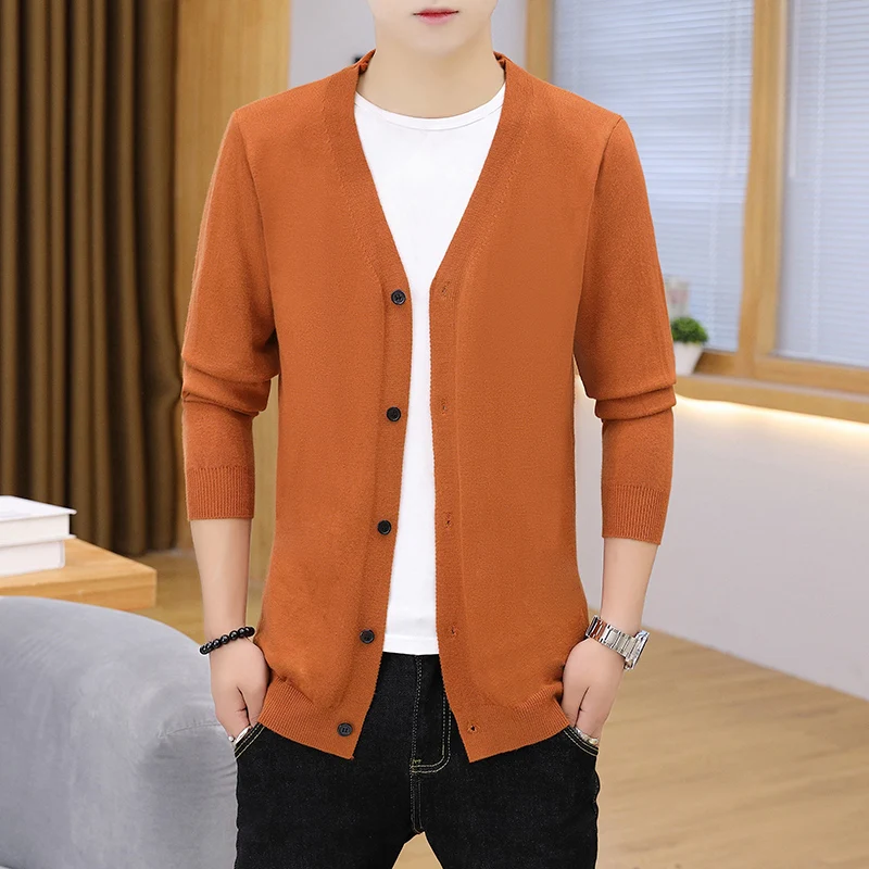 

Men's Fashion Casual Cardigan Solid Color Single Row Button Simple Sweater Coat