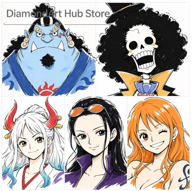 One Piece Anime 5 Styles Jinbe Brook Yamato Robin Nami 5D Diamond Painting DIY Handmade Home Wall Decor Gift